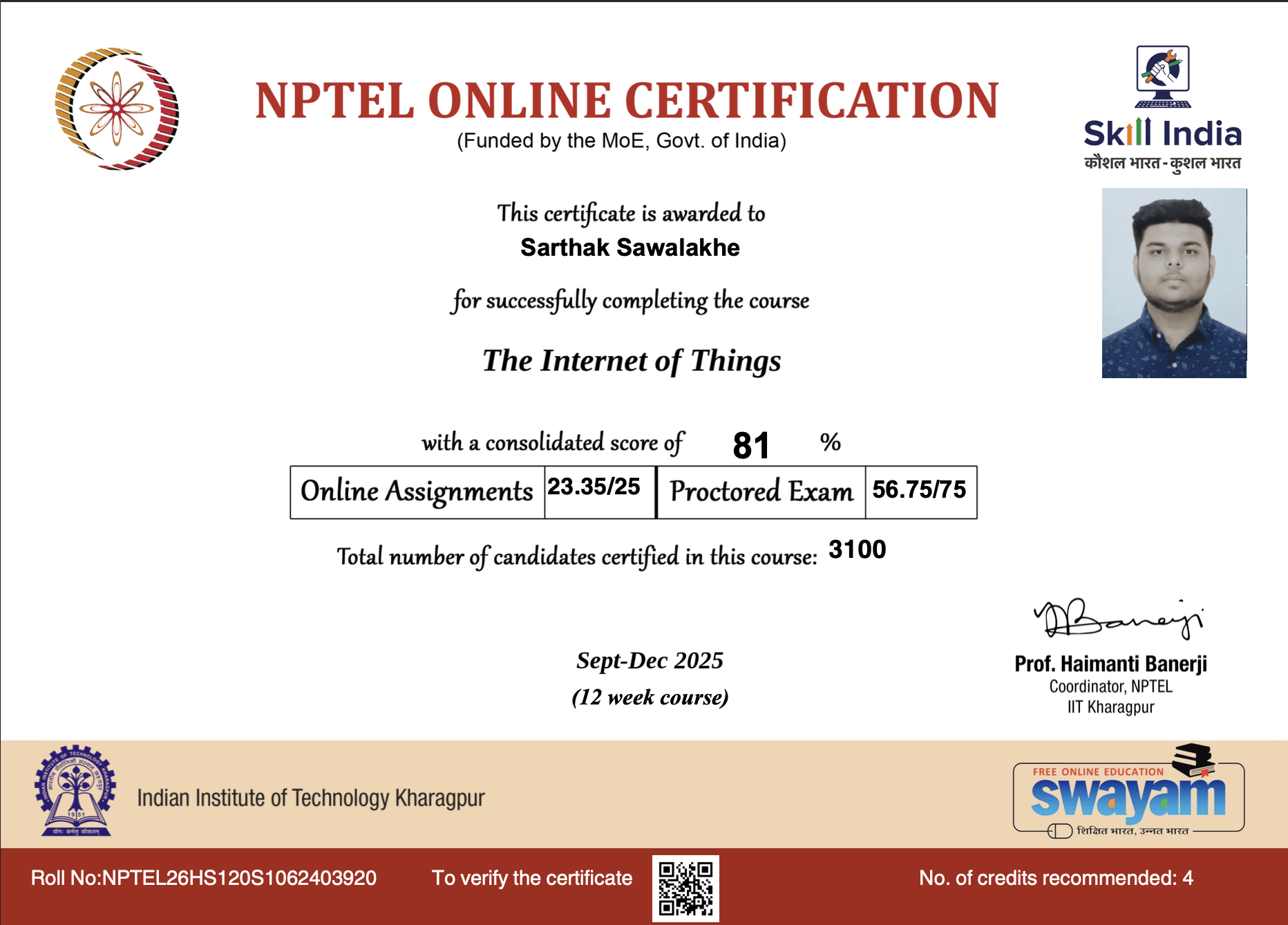 NPTEL Certificate